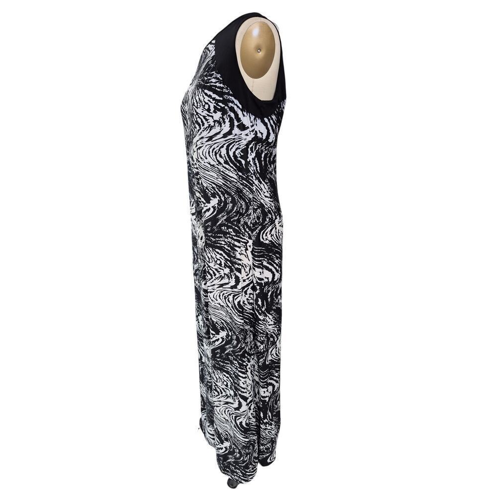 Avenue Black White Abstract Maxi Dress NWT 14/16 Made USA - Picture 2 of 8